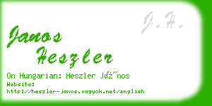 janos heszler business card